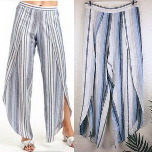 DREW Revolve $188 Whitney Wide Leg Curved Striped Linen blend Pants S